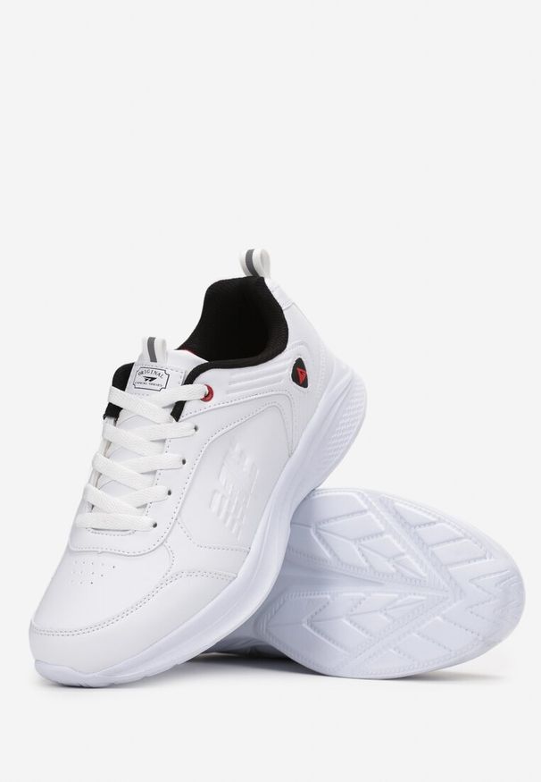 Born2be - Biało-Czarne Buty Sportowe Thessarpia. Nosek buta: okrągły. Kolor: biały. Materiał: materiał, dresówka, jeans. Szerokość cholewki: normalna. Wzór: aplikacja