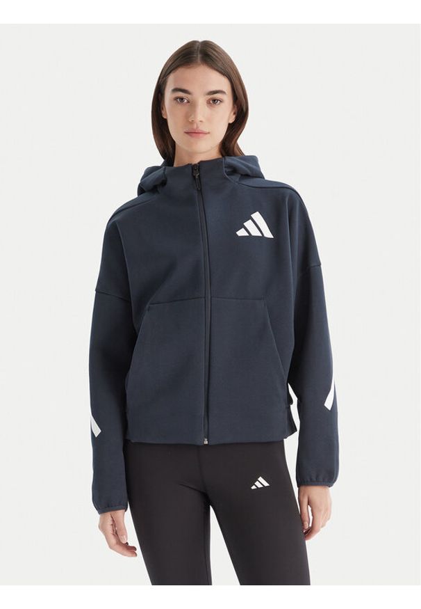 Adidas - adidas Bluza Z.N.E. JW5320 Granatowy Loose Fit. Kolor: niebieski. Materiał: bawełna