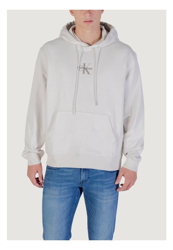Calvin Klein Jeans Bluza LS EU 350TERRY MICRO MONOLOGO HO Beżowy Casual Fit. Okazja: na co dzień. Kolor: beżowy. Styl: casual