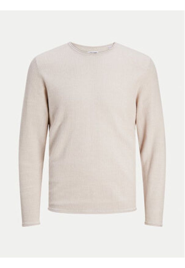Jack & Jones - Jack&Jones Sweter Cooper 12258407 Beżowy Regular Fit. Kolor: beżowy. Materiał: bawełna