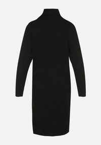 Born2be - Czarna Pudełkowa Sukienka Sweterkowa z Bawełną Wełną i Golfem Ozdobiona Splotem Teraline. Okazja: na co dzień. Typ kołnierza: golf. Kolor: czarny. Materiał: wełna, bawełna. Wzór: ze splotem, aplikacja. Styl: casual, klasyczny #3