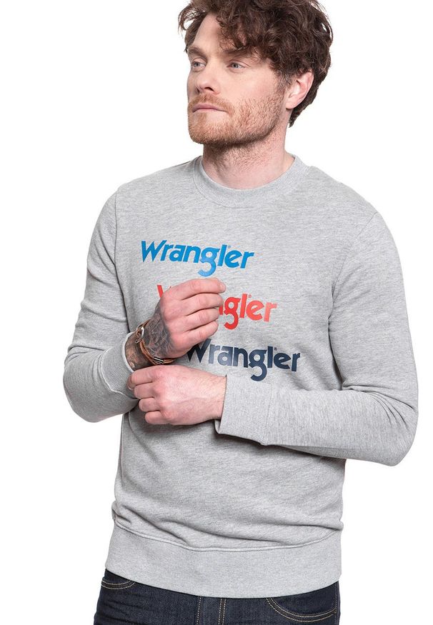 Wrangler - WRANGLER SEASONAL LOGO SWEAT MID GREY MEL W6A5HAX37 112130662