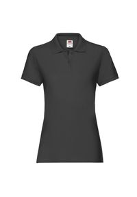 FRUIT OF THE LOOM - Damska Koszulka Polo Premium Plain. Typ kołnierza: polo. Kolor: czarny