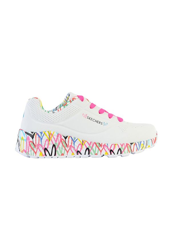 skechers - Buty sportowe Sneakersy dziewczęce, Skechers Uno Lite. Kolor: biały. Materiał: guma, materiał, tkanina, syntetyk. Sport: turystyka piesza