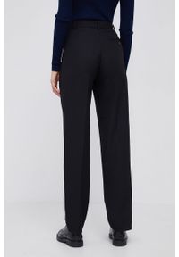 Polo Ralph Lauren Spodnie jedwabne damskie kolor czarny proste high waist. Okazja: na co dzień. Stan: podwyższony. Kolor: czarny. Materiał: jedwab. Styl: casual