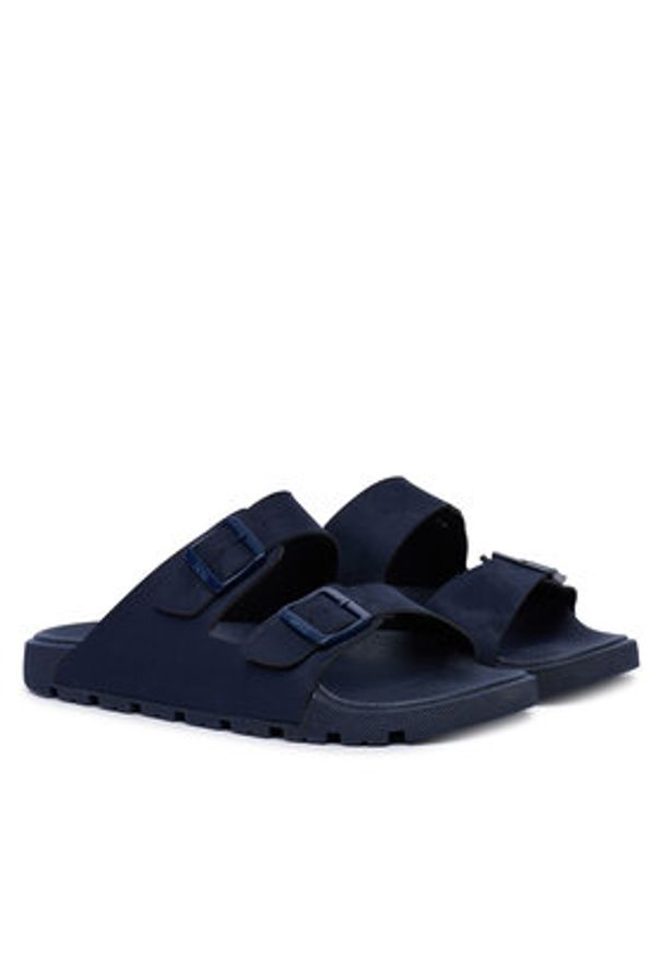 BOSS Klapki Surfley Sand MF 50563157 Granatowy. Kolor: niebieski. Materiał: skóra