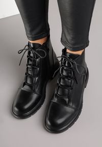 Born2be - Czarne Botki Trzewiki ze Skóry Naturalnej Lilidessa. Okazja: na co dzień. Kolor: czarny. Materiał: skóra. Styl: elegancki, casual, klasyczny #5