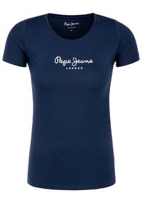 Pepe Jeans T-Shirt PL502711 Granatowy Slim Fit. Kolor: niebieski. Materiał: bawełna
