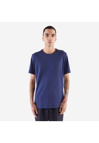 Decathlon - Koszulka do biegania męska Kiprun Run 100 Dry. Kolor: niebieski. Materiał: poliester, materiał. Sport: bieganie #1