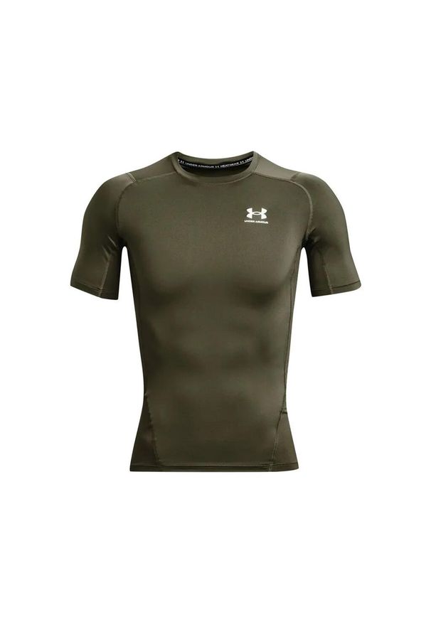 Koszulka treningowa męska Under Armour Ua Hg Armour Comp Ss. Kolor: zielony. Materiał: poliester. Długość rękawa: krótki rękaw. Długość: krótkie