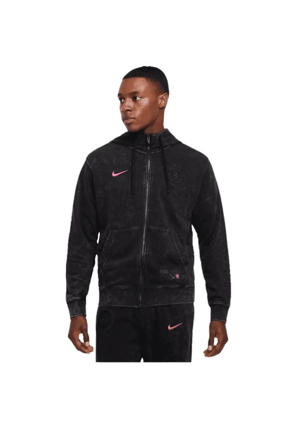 Nike - Męska Bluza Z Kapturem Chelsea FC Z Pełnym Zamkiem Błyskawicznym. Typ kołnierza: kaptur. Kolor: czarny