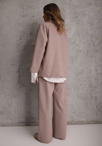 Renee - Beżowy Komplet Dresowy z Dzianiny z Wiskozą Bluza i Spodnie Wide Leg Nevelida. Kolor: beżowy. Materiał: dzianina, wiskoza, dresówka #2