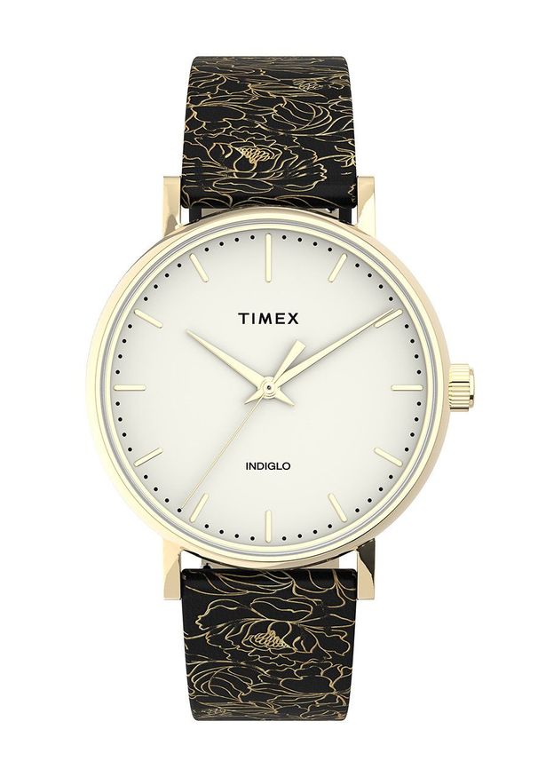 Timex zegarek TW2U40700 Fairfield Floral. Kolor: czarny. Materiał: materiał, skóra