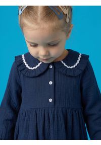 Sinsay - Bawełniana sukienka babydoll z ozdobnym kołnierzykiem - granatowy. Kolor: niebieski. Materiał: bawełna #1
