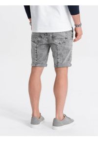 Ombre Clothing - Krótkie spodenki męskie jeansowe - szare V4. Kolor: szary. Materiał: jeans. Długość: krótkie