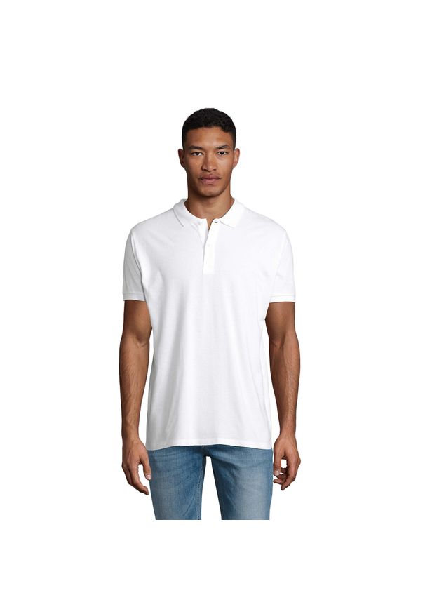 SOL'S - Męska Koszulka Polo Planet. Typ kołnierza: polo. Kolor: biały. Sport: turystyka piesza