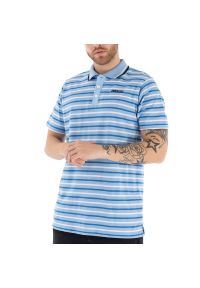 Koszulka Prosto Klasyk Polo Crime KL221MTEE3021 - niebieska. Typ kołnierza: polo. Kolor: niebieski. Materiał: bawełna, tkanina. Długość rękawa: krótki rękaw. Długość: krótkie