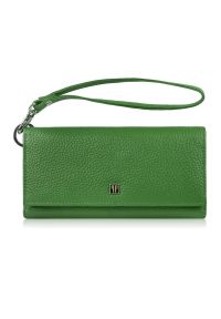 PAOLO PERUZZI - Duży portfel damski skórzany z miejscem na telefon kopertówka zielona Paolo Peruzzi T-141-GB. Kolor: zielony. Materiał: skóra #1