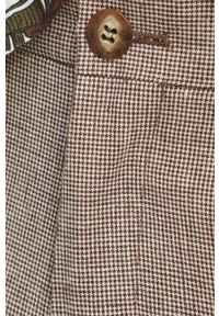 medicine - Medicine spodnie lniane męskie kolor brązowy dopasowane. Kolor: brązowy. Materiał: len #3