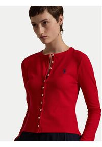 Polo Ralph Lauren Kardigan 211941175006 Czerwony Slim Fit. Typ kołnierza: polo. Kolor: czerwony. Materiał: bawełna
