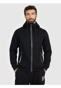 4f - 4F Bluza dresowa regular z kapturem męska - czarny XL. Okazja: na co dzień. Typ kołnierza: kaptur. Kolor: czarny. Materiał: dresówka. Styl: casual #2