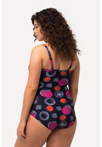 ULLA POPKEN - Damski Strój kąpielowy kropki w kształcie owocu granatu miękkie miseczki. Kolekcja: plus size. Kolor: niebieski. Materiał: poliamid. Wzór: kropki