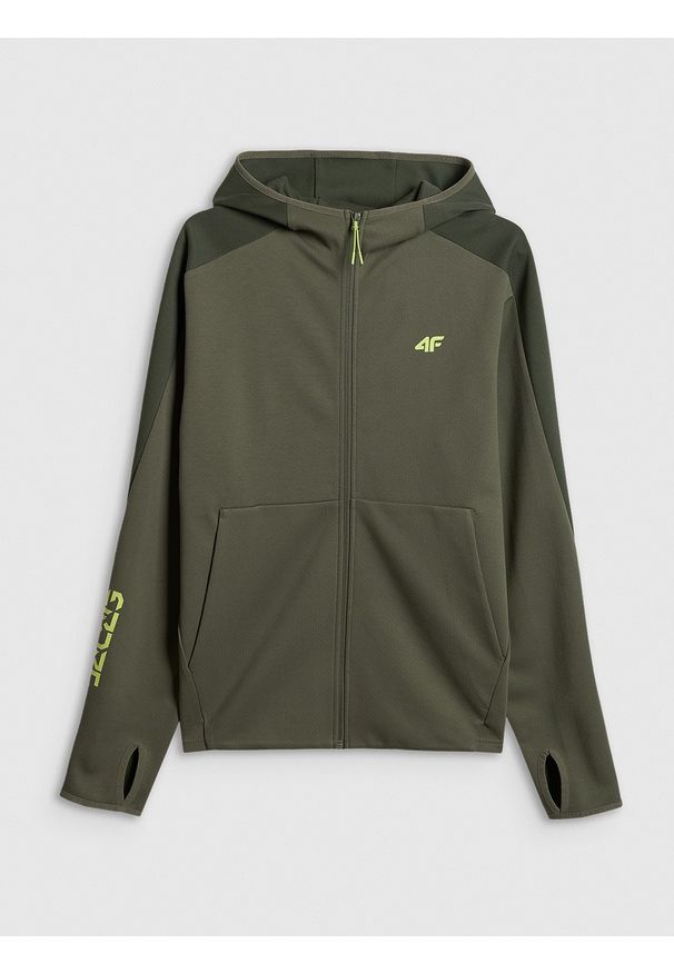 4f - 4F Bluza dresowa regular z kapturem męska - khaki 3XL. Okazja: na co dzień. Typ kołnierza: kaptur. Kolor: oliwkowy, brązowy, wielokolorowy. Materiał: dresówka. Styl: casual