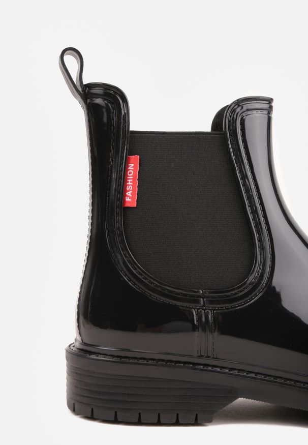 Renee - Czarne Kalosze o Fasonie Sztybletów z Elastyczną Wstawką Przy Kostce Oreithima. Okazja: na co dzień. Kolor: czarny. Materiał: jeans. Wzór: gładki. Styl: elegancki, street, casual