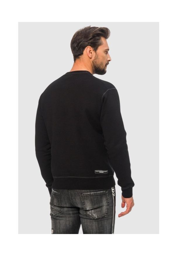 DSQUARED2 Czarna bluza męska z brucem lee, Rozmiar S. Kolor: czarny. Materiał: bawełna, prążkowany. Wzór: nadruk