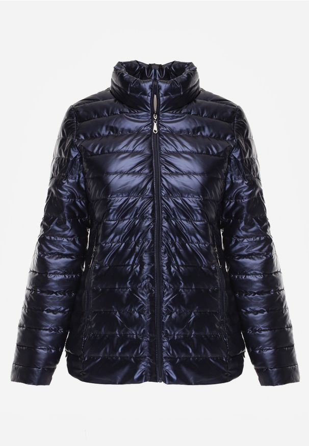 Born2be - Granatowa Kurtka Pikowana Morvea. Kolor: niebieski. Wzór: aplikacja. Styl: klasyczny