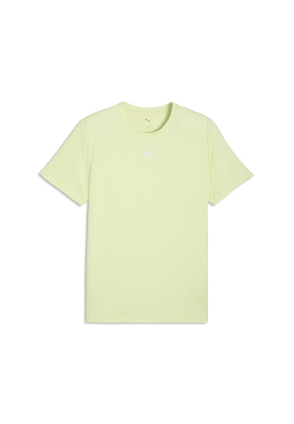 Puma - Męska melanżowa koszulka TAD ESSENTIALS z logo Cat PUMA. Kolor: zielony. Materiał: tkanina. Wzór: melanż. Sport: bieganie