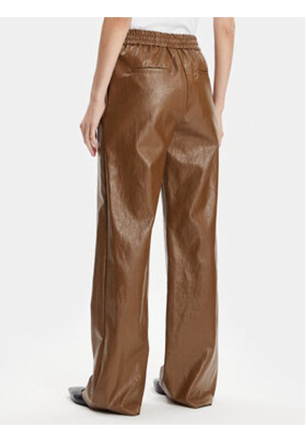 Max Mara Leisure Spodnie z imitacji skóry Brezza 2415131141 Brązowy Wide Leg. Kolor: brązowy. Materiał: skóra