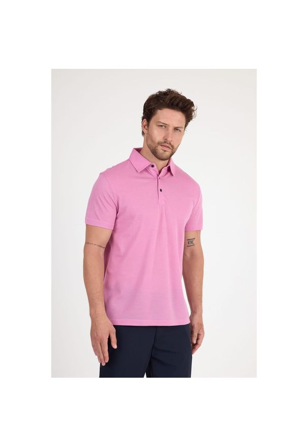 WOOLONA - Koszulka Polo z 100% Wełny Merino (170 g/m² - Piqué). Typ kołnierza: polo. Kolor: różowy. Materiał: wełna