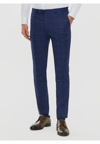 Pako Lorente - PAKO LORENTE – Granatowe spodnie garniturowe w czerwono-niebieską kratkę. Kolor: czerwony, niebieski, wielokolorowy. Materiał: poliester, wełna, lycra. Wzór: kratka #5