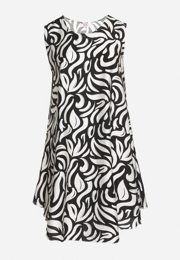 Born2be - Czarna Rozkloszowana Sukienka z Wiskozy o Trapezowym Kroju Bez Rękawów Folariela. Okazja: na co dzień. Kolor: czarny. Materiał: wiskoza. Długość rękawa: bez rękawów. Typ sukienki: trapezowe. Styl: elegancki, casual, klasyczny