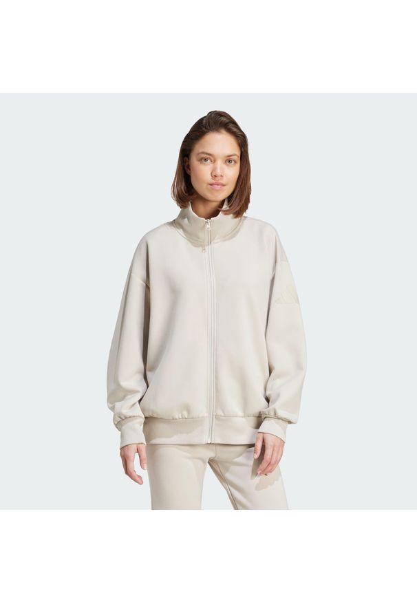 Adidas - Bluza ALL SZN Soft Lux Loose Full-Zip. Kolor: beżowy