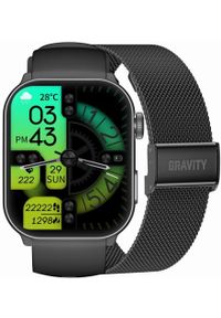 Gravity - Smartwatch Męski GRAVITY GT28-1 Pasek + Bransoleta Czarny. Rodzaj zegarka: smartwatch. Kolor: czarny