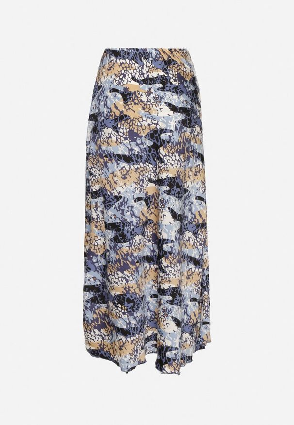 Born2be - Niebieska Wiskozowa Spódnica z Wysokim Stanem i Abstrakcyjnym Wzorem Rinalisa. Okazja: na co dzień. Stan: podwyższony. Kolor: niebieski. Materiał: wiskoza. Sezon: lato. Styl: elegancki, casual, klasyczny