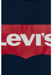 Levi's® - Levi's Bluza dziecięca kolor granatowy z kapturem z nadrukiem. Okazja: na spotkanie biznesowe. Typ kołnierza: kaptur. Kolor: niebieski. Materiał: dzianina. Wzór: nadruk. Styl: biznesowy #2