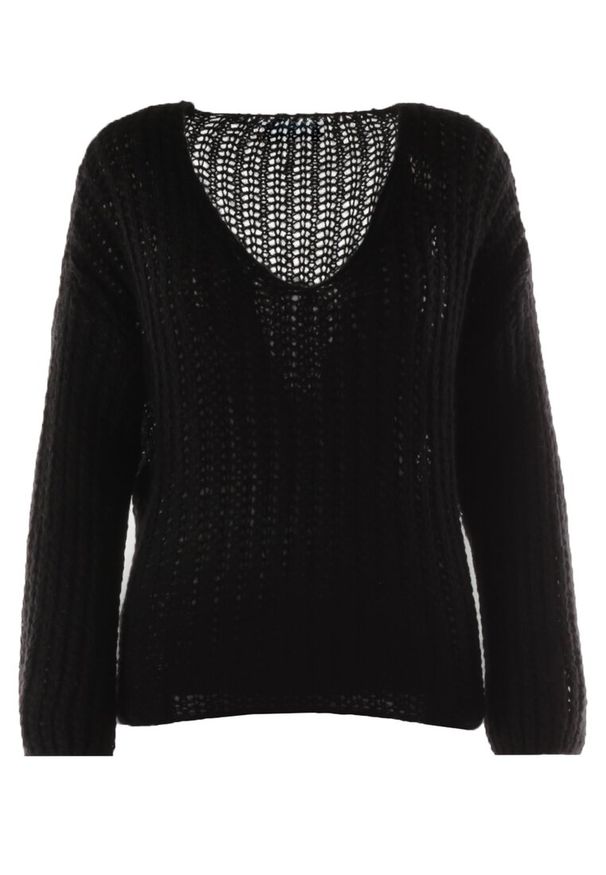 Born2be - Czarny Sweter Amarherine. Okazja: na co dzień. Kolor: czarny. Materiał: dzianina, materiał. Długość: długie. Styl: klasyczny, casual, elegancki