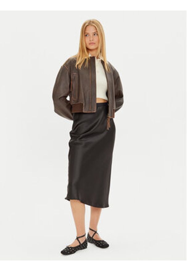 Gina Tricot Spódnica midi 23423 Czarny Regular Fit. Kolor: czarny. Materiał: syntetyk