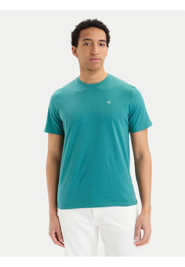Calvin Klein Jeans T-Shirt LV14RD254G Turkusowy Regular Fit. Kolor: turkusowy. Materiał: bawełna