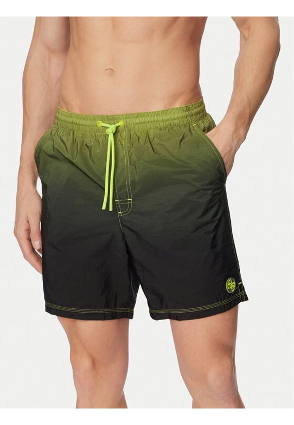 Guess Szorty kąpielowe F6GT19 WN172 Zielony ciemny Regular Fit. Kolor: zielony. Materiał: poliamid