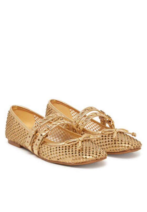 Guess Baleriny FLJKNN FAB02 Złoty. Kolor: złoty. Materiał: materiał