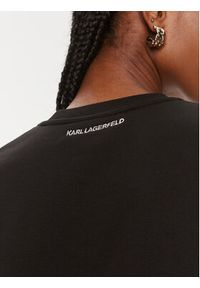 Karl Lagerfeld - KARL LAGERFELD Bluza 240W1803 Czarny Regular Fit. Typ kołnierza: dekolt w karo. Kolor: czarny. Materiał: bawełna