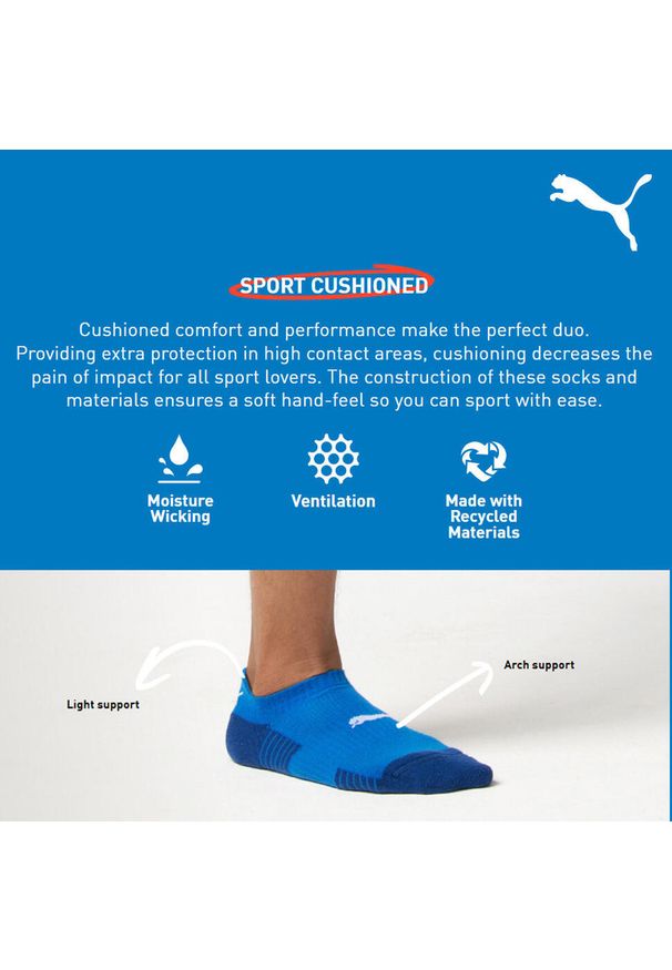 Skarpety Puma Sport Sneaker Amortyzowane, dwupak, czarne. Kolor: biały, wielokolorowy, czarny. Materiał: poliamid, poliester, elastan