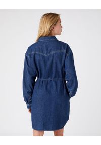 Wrangler - WRANGLER JUMBO MINI DRESS DAMSKA SUKIENKA JEANSOWA DARK INDIGO W9R46OX1E 112146524. Materiał: jeans. Długość: mini #4