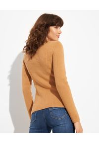 Elisabetta Franchi - ELISABETTA FRANCHI - Beżowy prążkowany sweter. Kolor: beżowy. Materiał: prążkowany. Długość rękawa: długi rękaw. Długość: długie #2