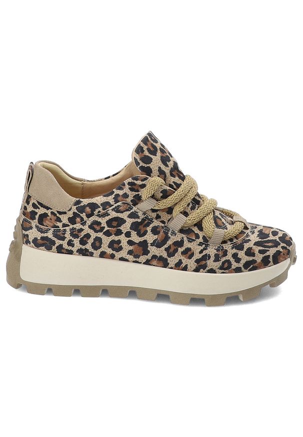 Brązowe Sneakersy Armodo Eleganckie Obuwie Damskie Panterka. Okazja: na co dzień. Kolor: brązowy. Materiał: zamsz, jeans. Wzór: motyw zwierzęcy. Styl: elegancki