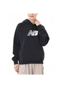 New Balance - Bluza dresowa damska NEW BALANCE z kapturem bawełna. Typ kołnierza: kaptur. Kolor: czarny. Materiał: bawełna, dresówka. Sport: bieganie #1